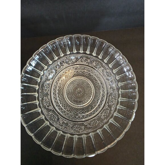 Set Of 2 KIG Fleur de lis Vintage Clear Glass Serving Bowls - Picture 2 of 6